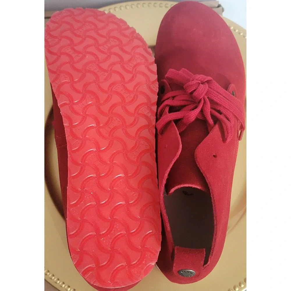 Birkenstock‎ Dundee Red Suede Lace Up Chukka Ankle Boots Womens E41